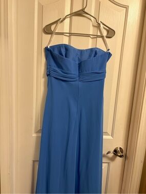 David's Bridal Strapless Cobalt Blue Formal Gown